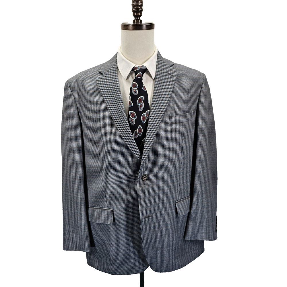Lauren Ralph Lauren Houndstooth Sport‎ Coat Blazer Mens Size 44R 2 Button EUC